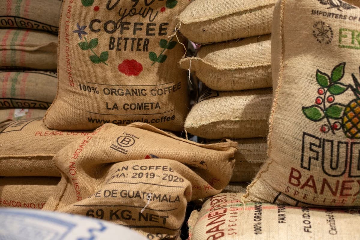 used coffee sacks, ethiopia coffee from dear green coffee roasters