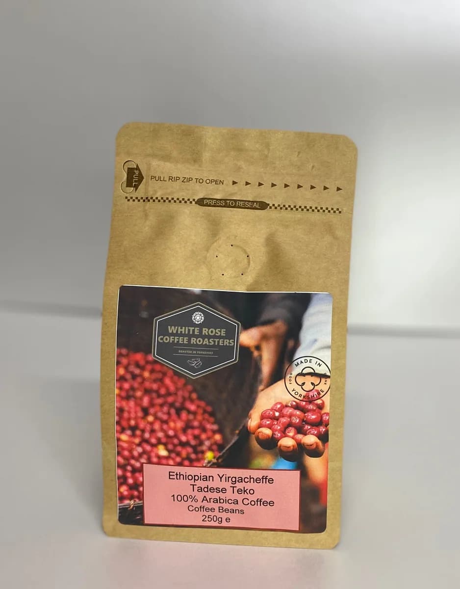 ethiopian yirgacheffe tadese teko natural process gift bag 250g, ethiopia coffee from white rose coffee roasters