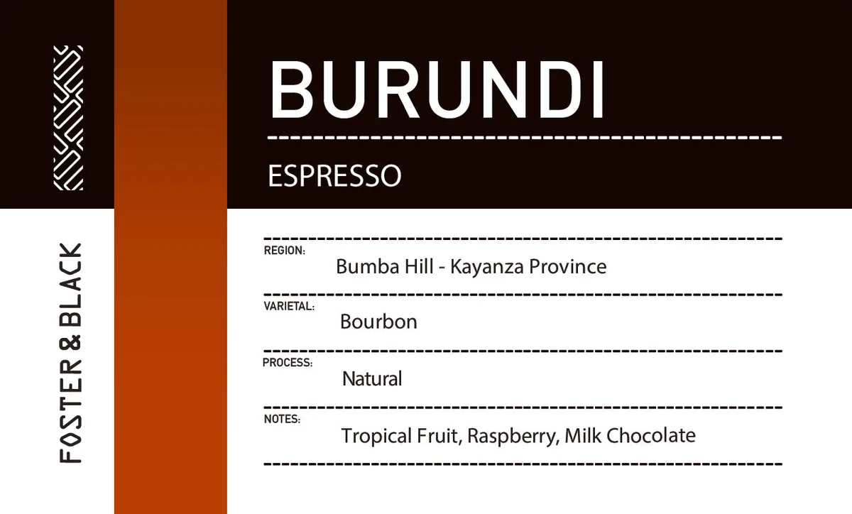 burundi - bumba hill {espresso}, burundi coffee from foster & black specialty coffee roastery