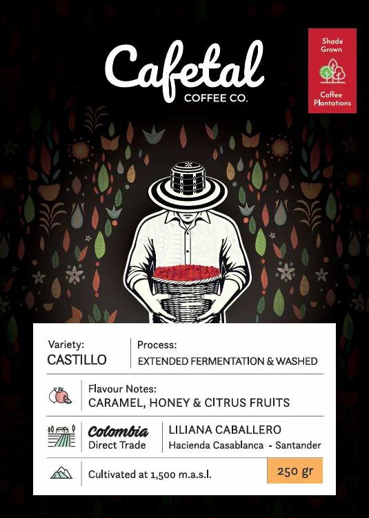 castillo fermented coffee beans, colombia coffee from cafetal coffee co.