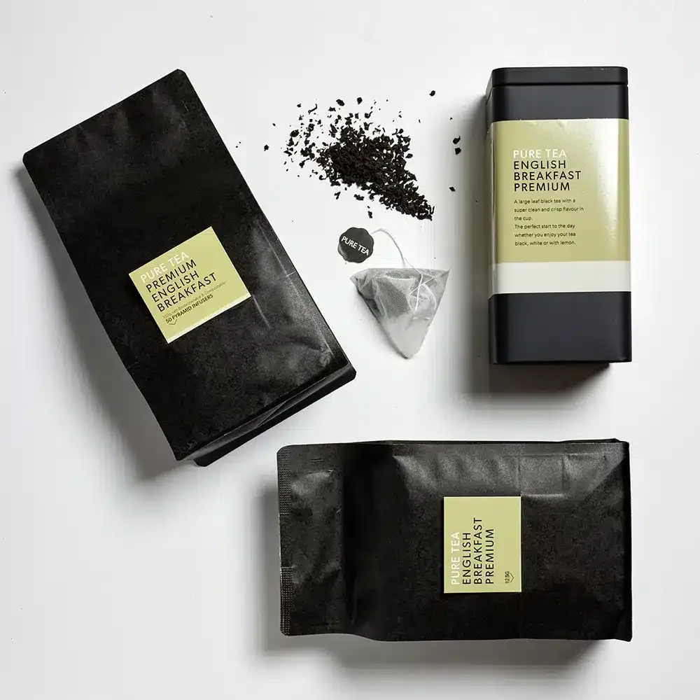 english breakfast premium, india coffee from leaf bean machine