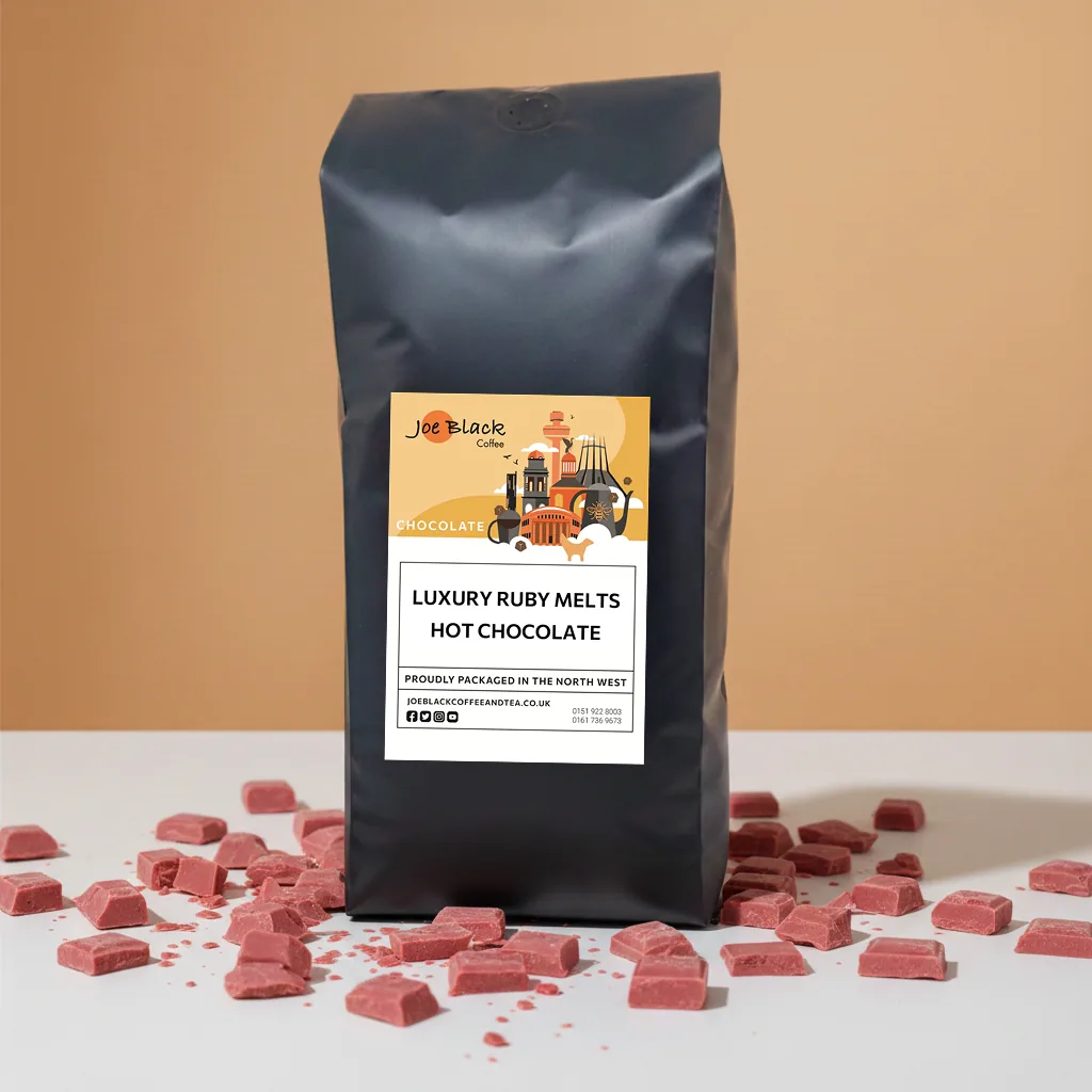 luxury ruby melts hot chocolate, brazil + ecuador coffee from joe black coffee roasters