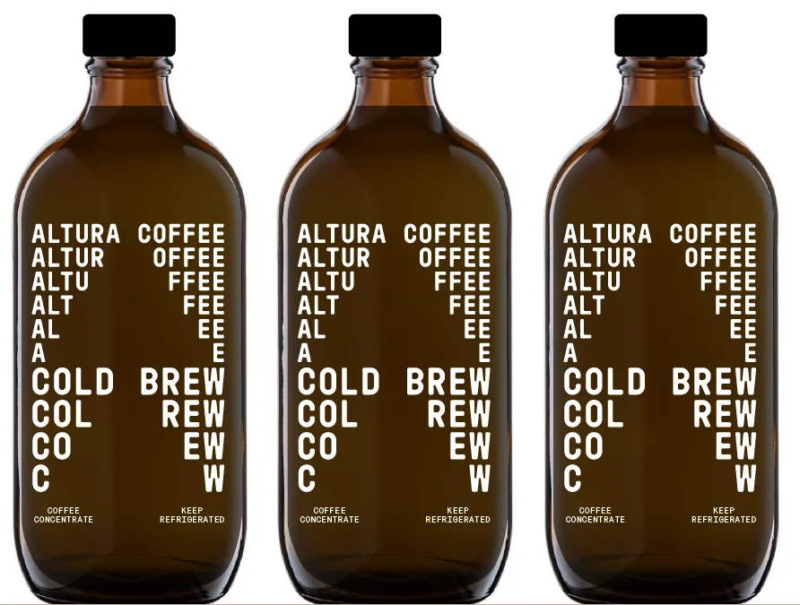 cold brew coffee concentrate, ethiopia + kenya + brazil + honduras coffee from altura coffee