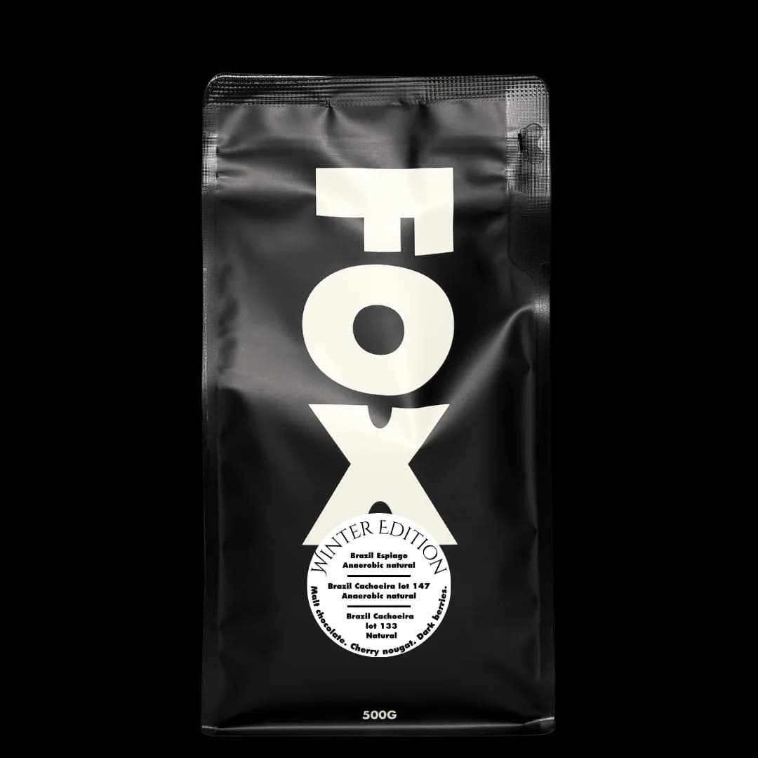 winter gather blend (espresso), brazil + papua new guinea coffee from fox coffee