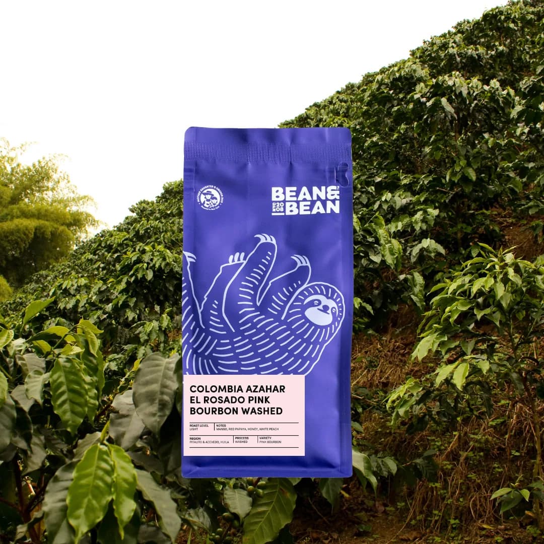 colombia azahar el rosado washed pink bourbon, colombia coffee from bean & bean queens — roastery & cafe