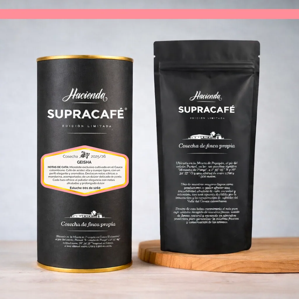 café de colombia de cosecha propia hacienda supracafé geisha 250g, colombia coffee from supracafé s.a.
