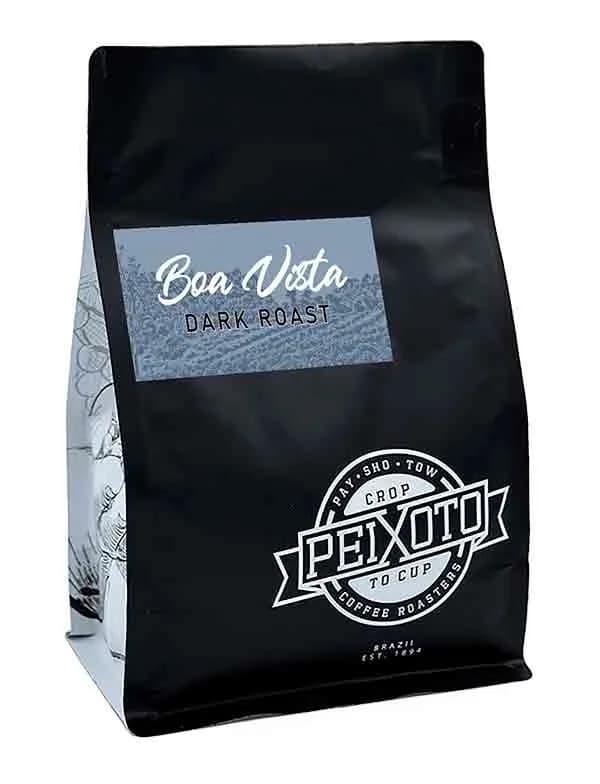 boa vista dark roast, brazil coffee from peixoto coffee roasters.