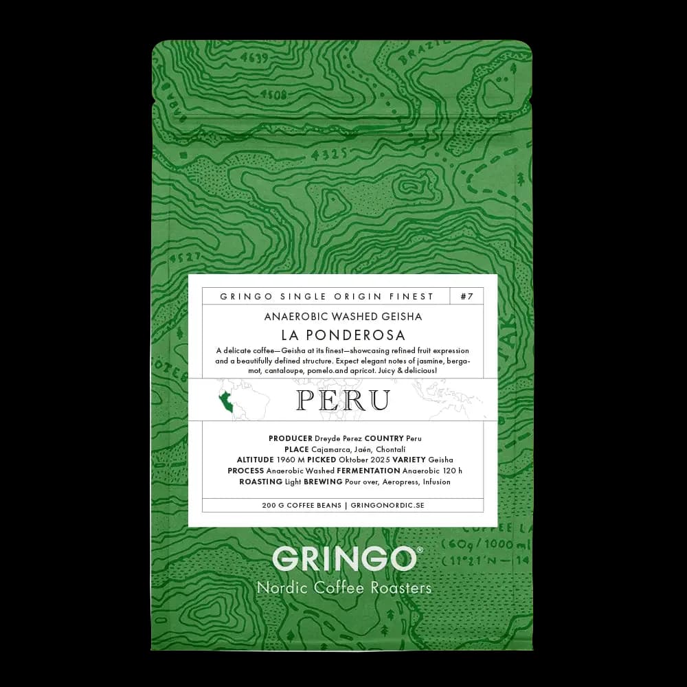peru la ponderosa anaerobic washed geisha, peru coffee from gringo nordic coffee roasters