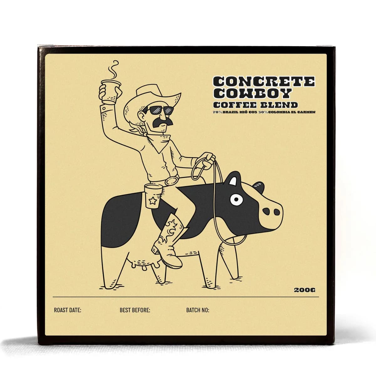 concrete cowboy, colombia + brazil coffee from milk & beans coffee roasters