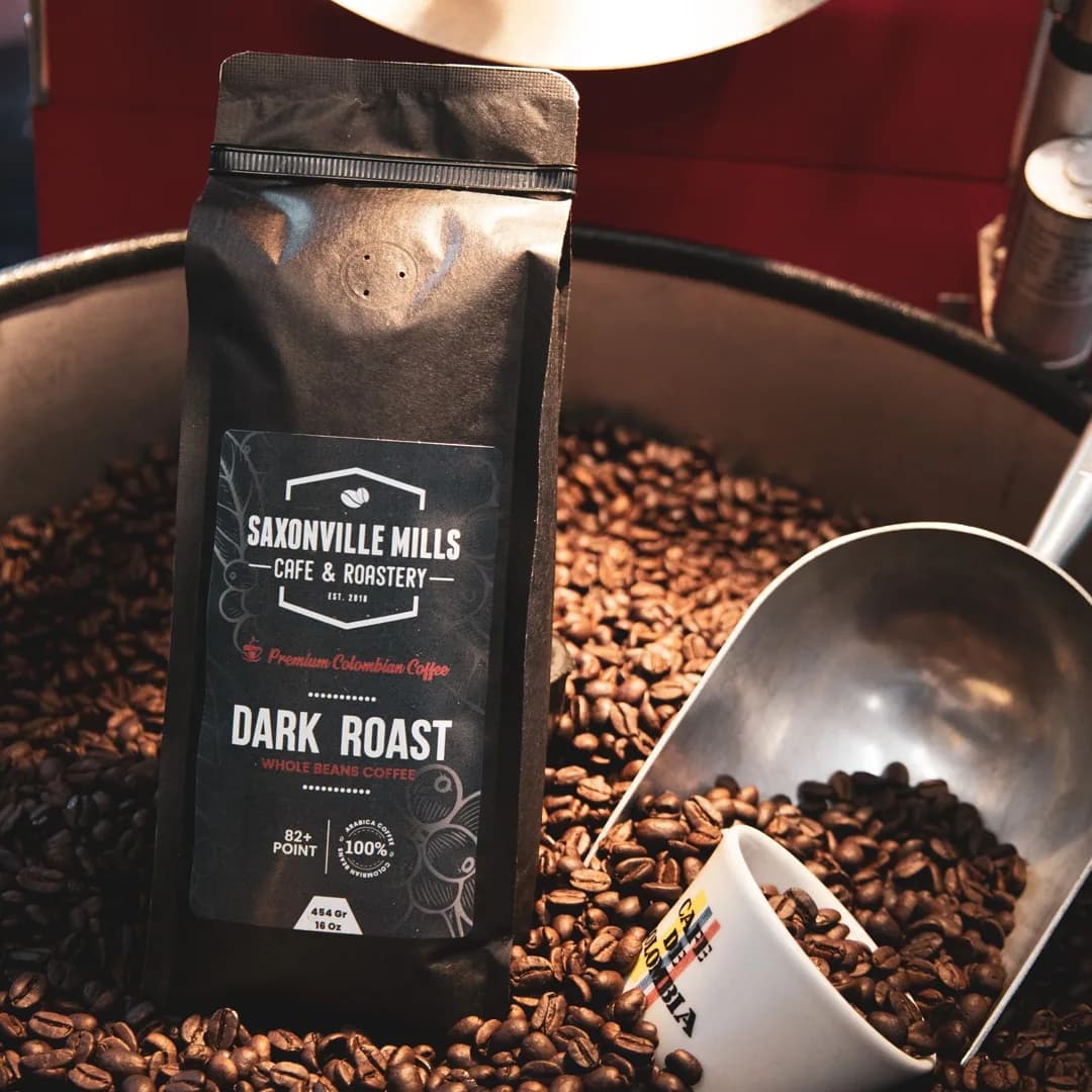 dark coffee, colombia coffee from saxonville mills cafe & roastery