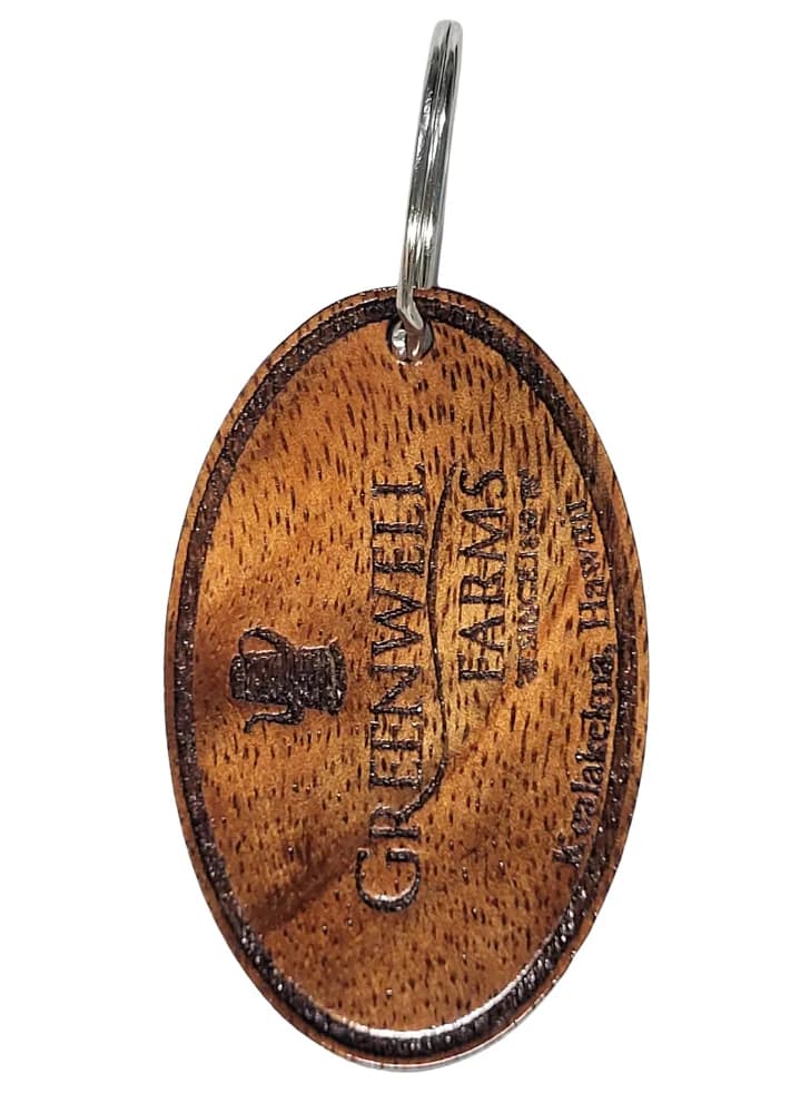 koa wood keychain, hawaii coffee from greenwell farms