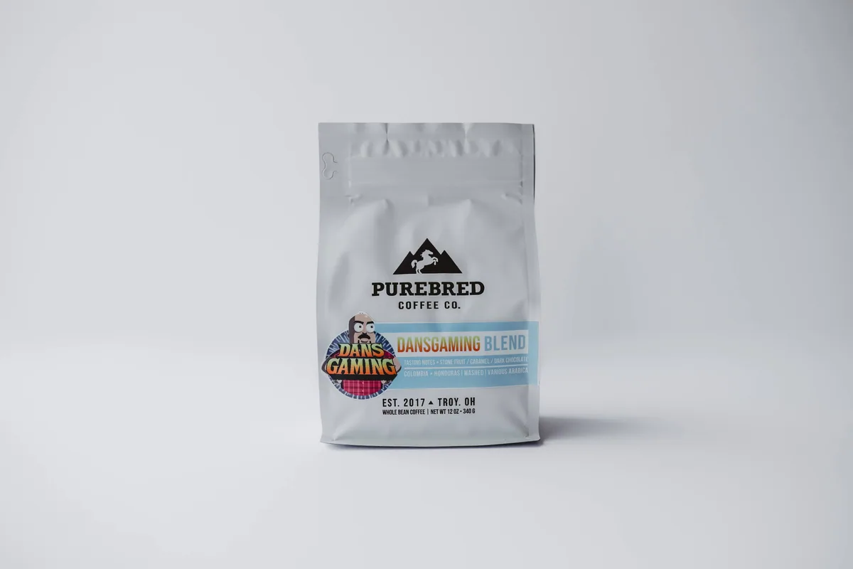 dansgaming blend, colombia + honduras coffee from purebred coffee co.
