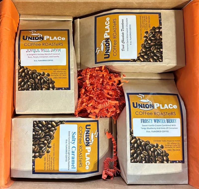 holiday flavors of the season coffee gift box, indonesia coffee from union place coffee roasters