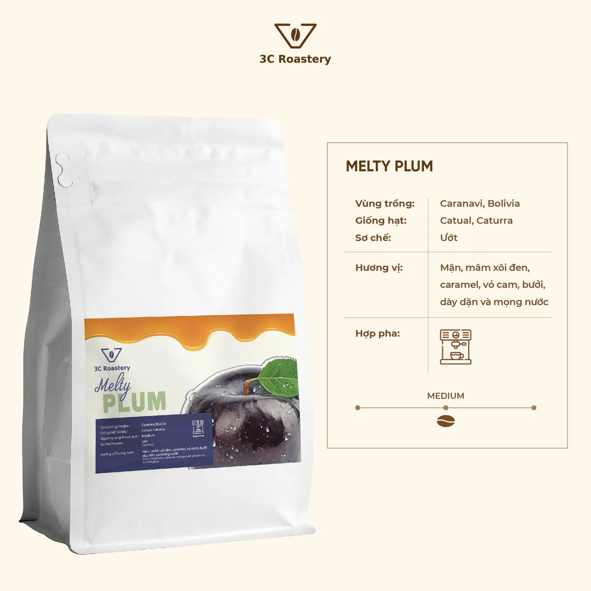 melty plum, bolivia coffee from 3c roastery - 66 vũ phạm hàm