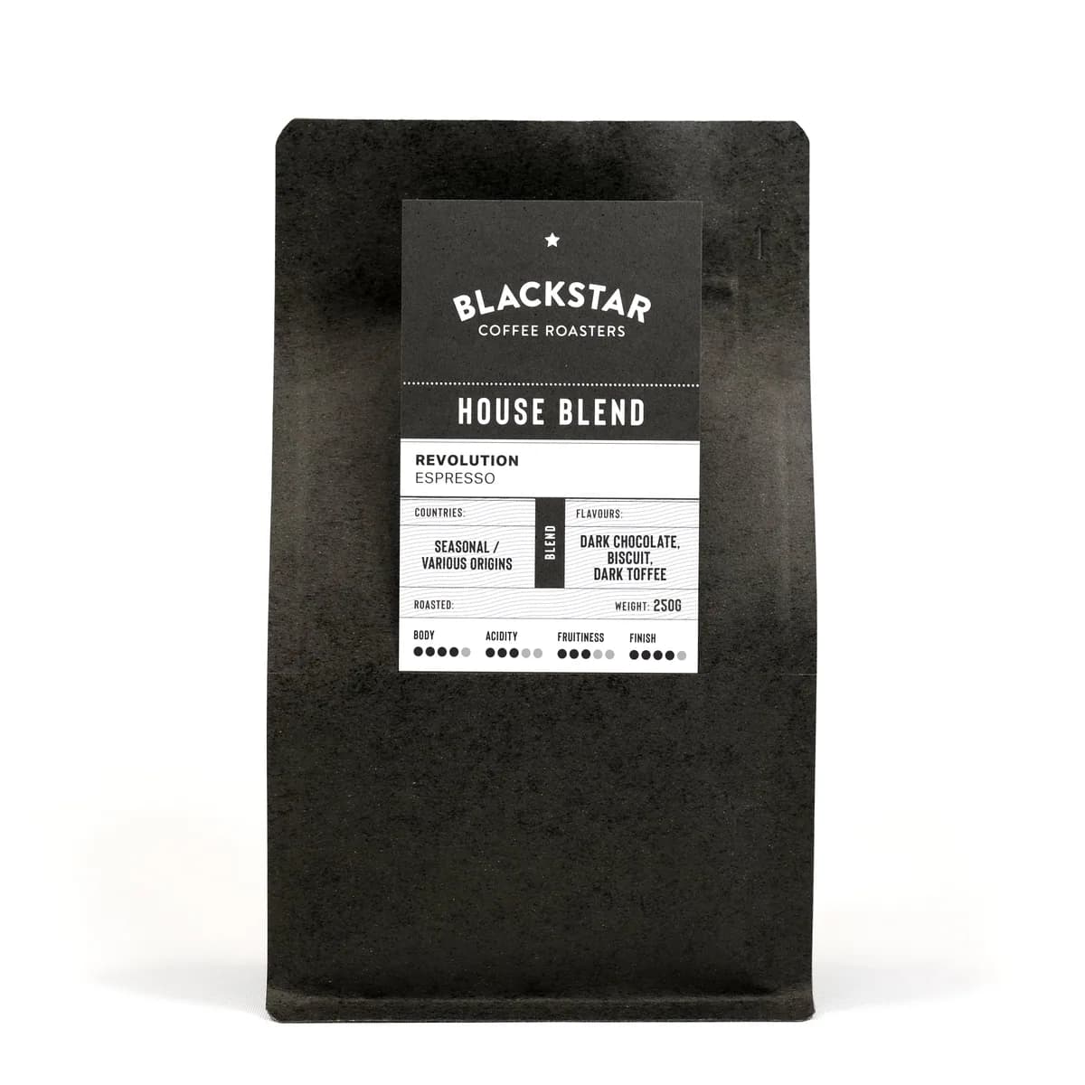 revolution espresso house blend, ethiopia + brazil + papua new guinea coffee from blackstar coffee roasters - east brisbane