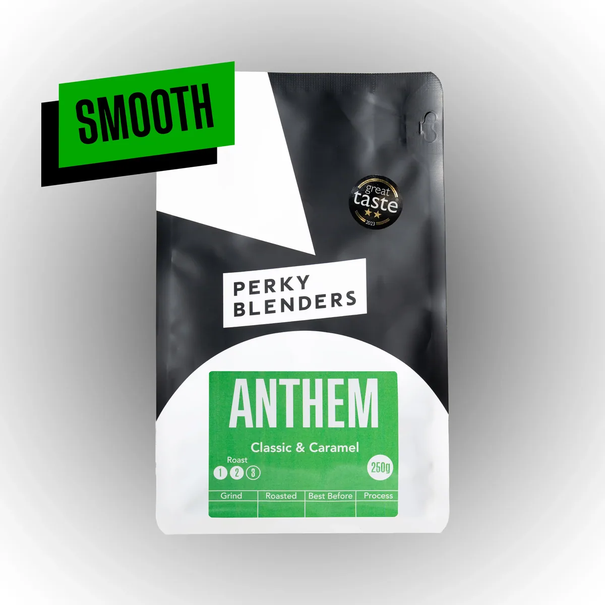 anthem blend, colombia + brazil coffee from perky blenders coffee roasters ltd