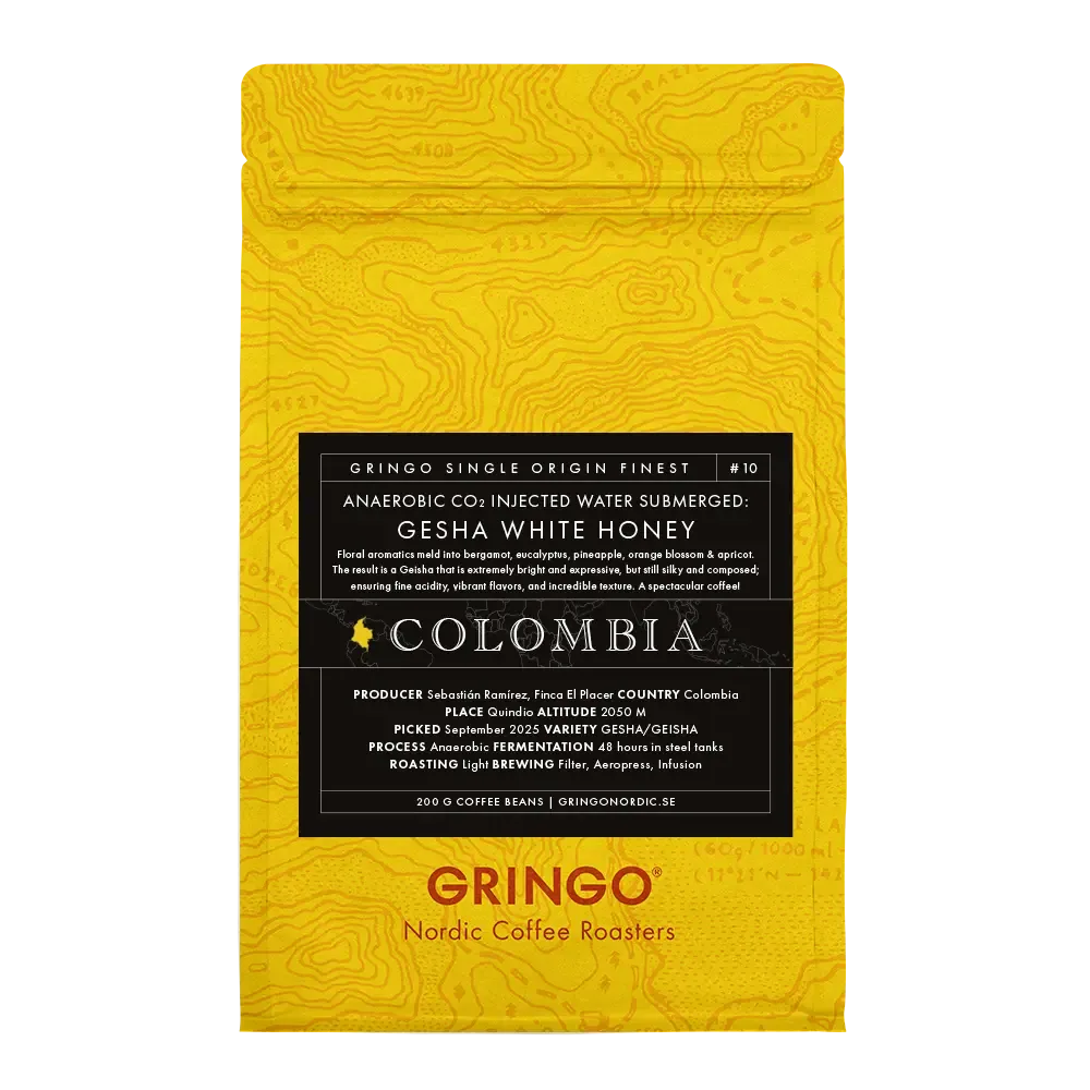 colombia el placer white honey geisha, colombia coffee from gringo nordic coffee roasters