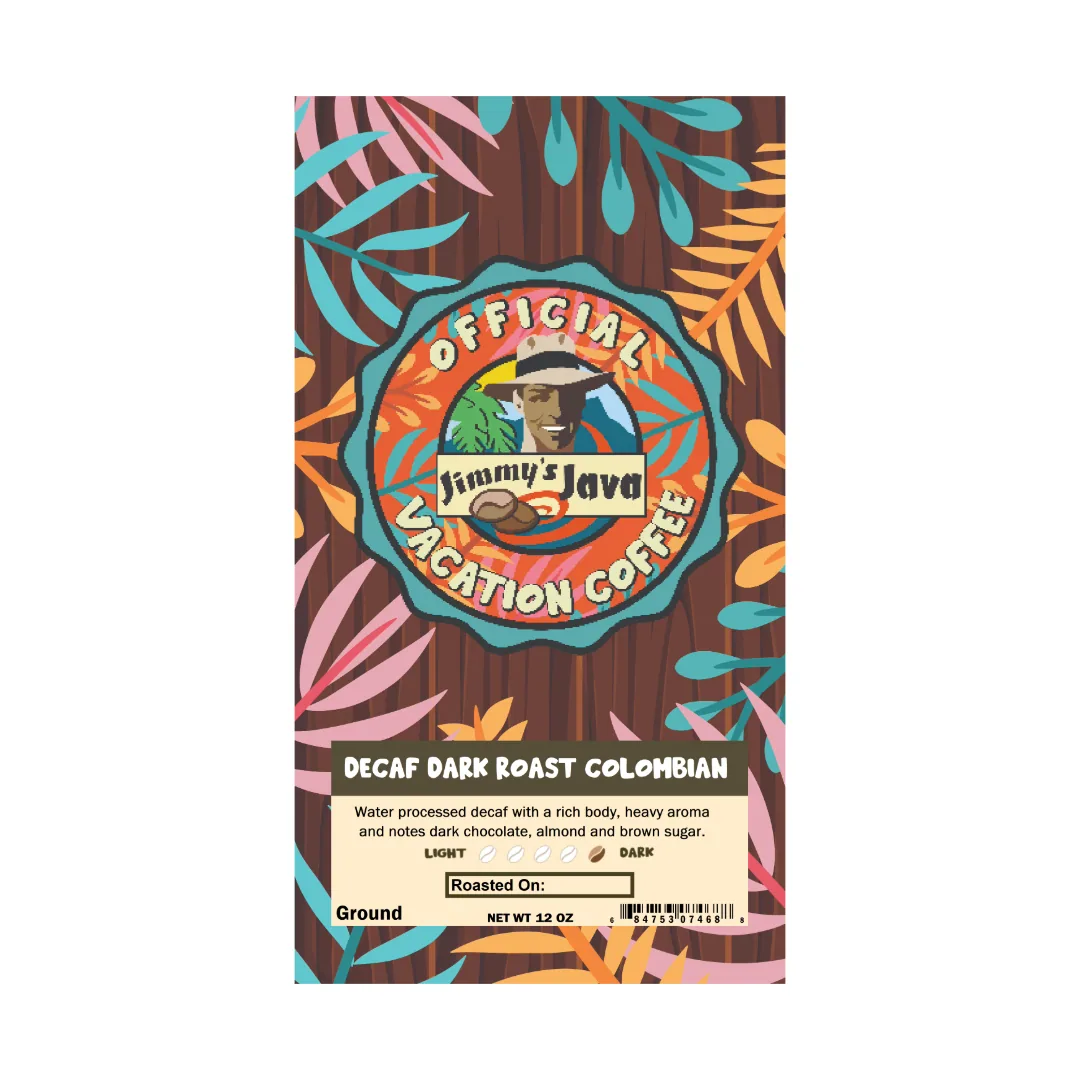4oz of decaf colombia royal select mwp dark roast, colombia coffee from jimmy's java
