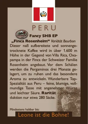 peru fancy shb ep, peru coffee from leone caffè