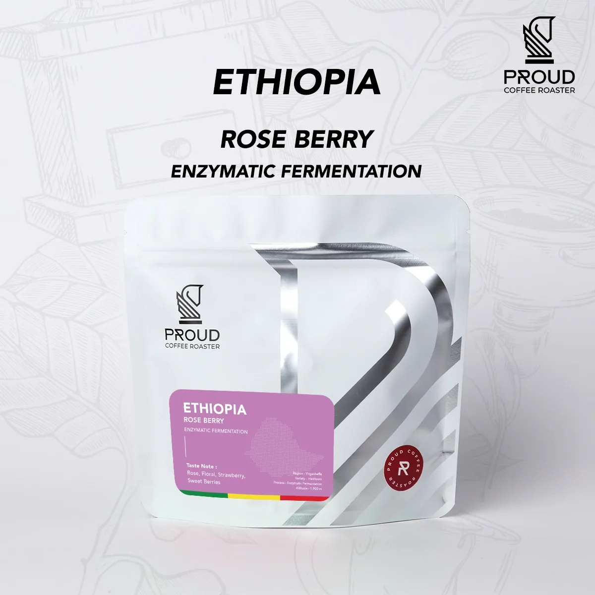 เมล็ดกาแฟคั่วอ่อน ethiopia rose berry (150 g), ethiopia coffee from proud coffee roaster