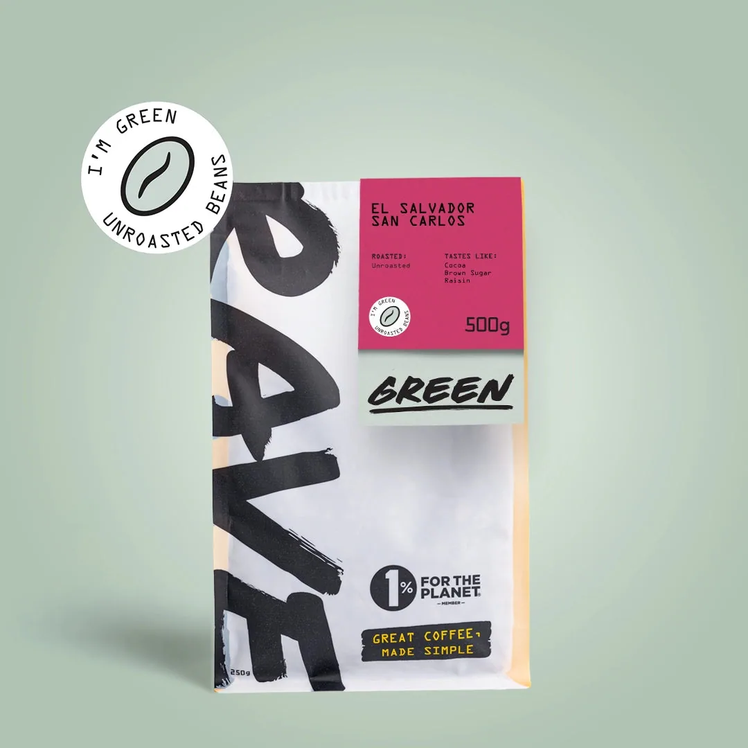 el salvador san carlos green coffee beans, el salvador coffee from rave coffee love lane