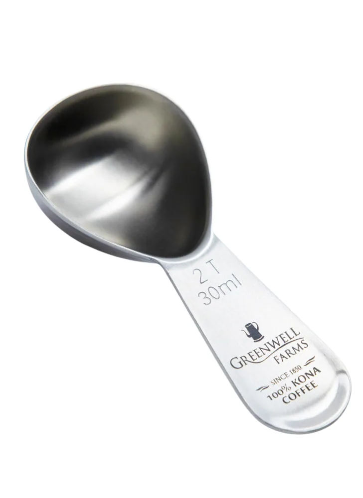 stainless steel coffee scoop, hawaii coffee from greenwell farms