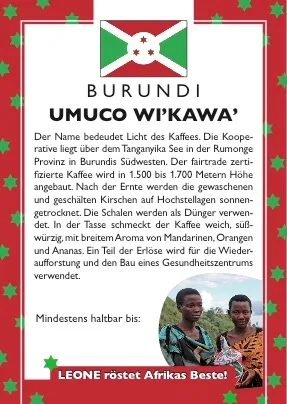 burundi umuco wi’kawa’, burundi coffee from leone caffè