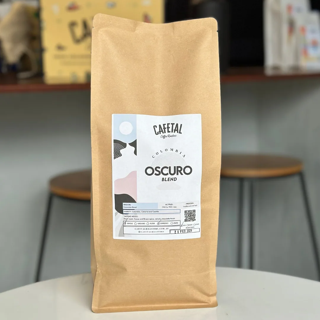 oscuro blend, colombia coffee from cafetal coffee roasters
