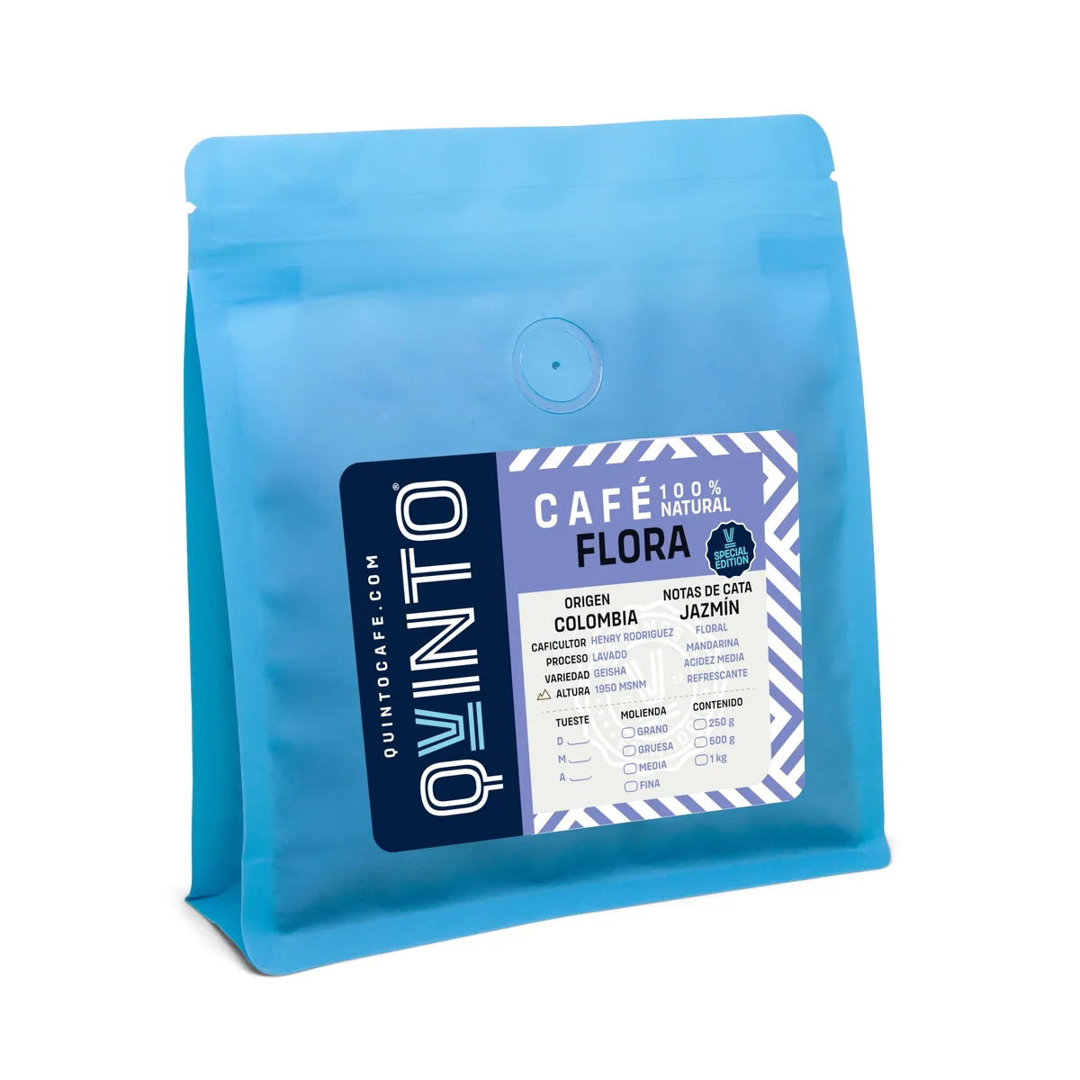 flora geisha de nariño colombia, colombia coffee from quinto café