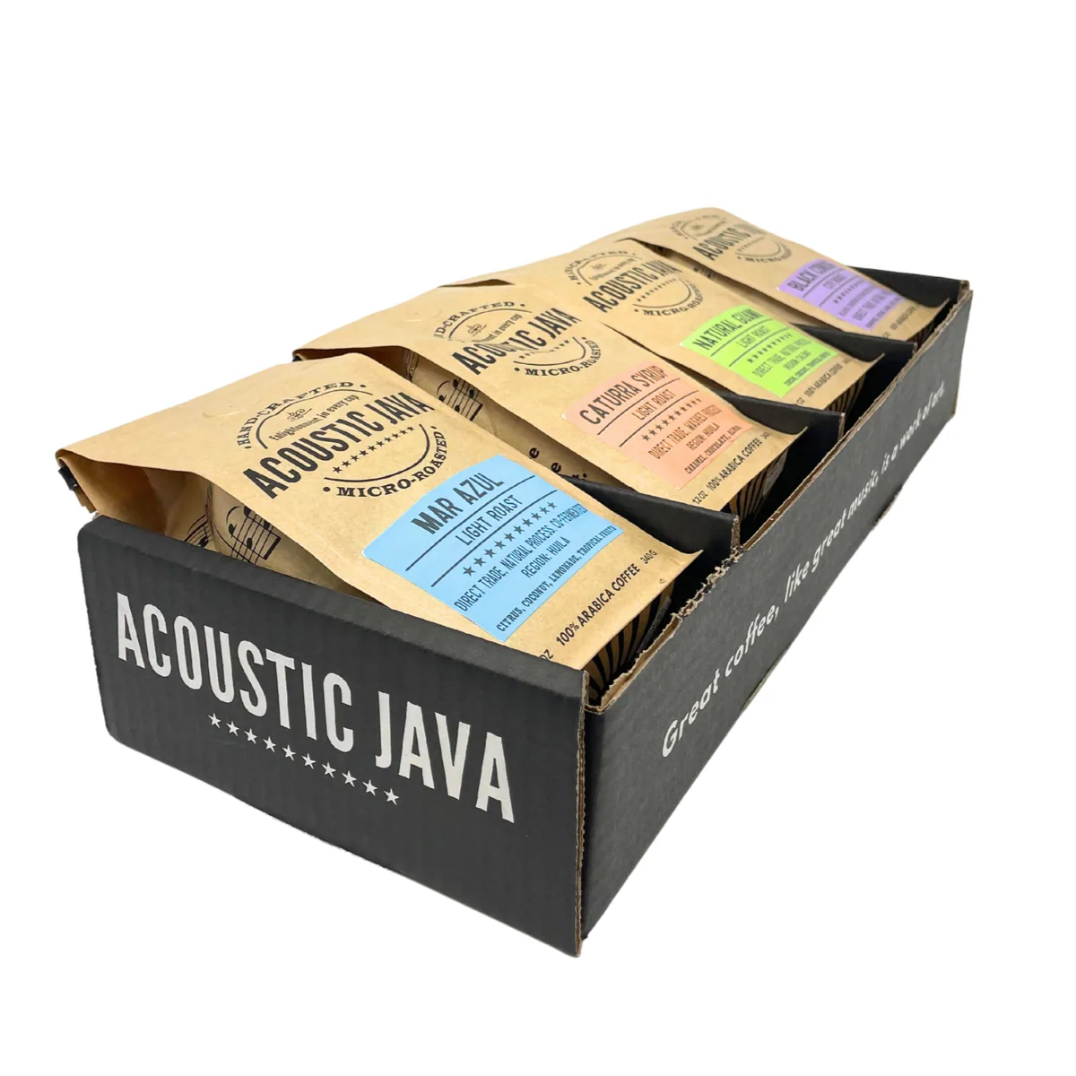variety 4-pack, ethiopia coffee from acoustic java roastery & tasting room