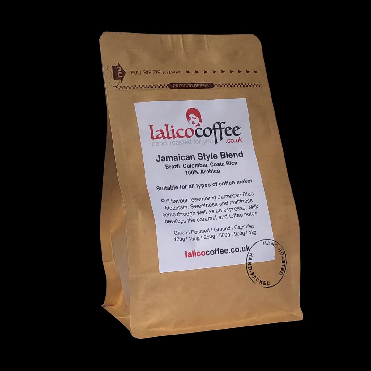 jamaican style blend, colombia + brazil + costa rica coffee from lalico coffee