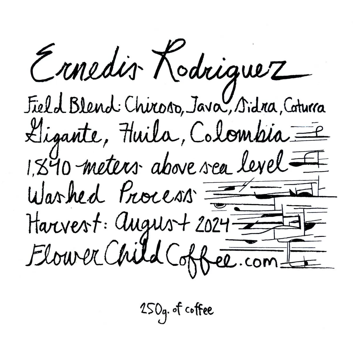ernedis rodriguez field blend, colombia + indonesia coffee from flower child