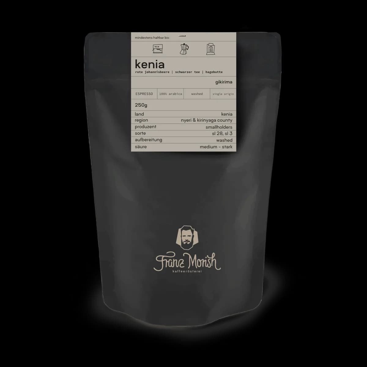 kenia gikirima - espresso, kenya + el salvador coffee from franz morish coffee roastery