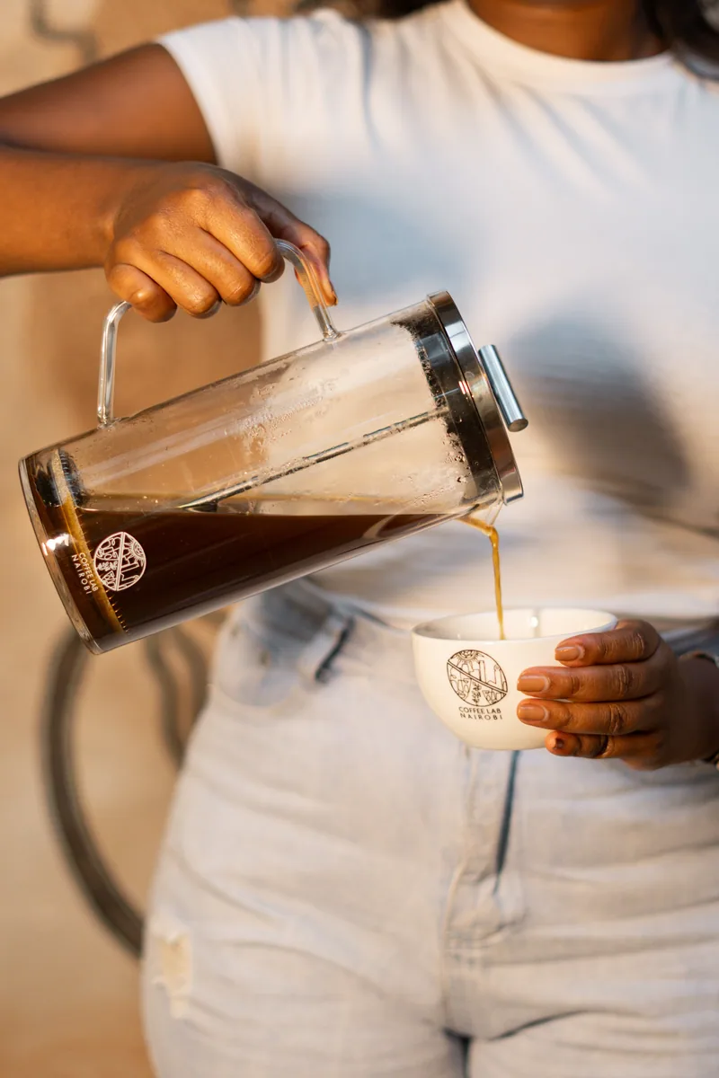 one litre french press coffee maker, kenya coffee from coffee lab nairobi