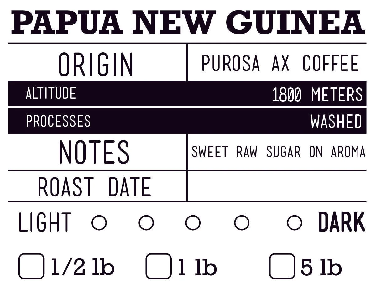 papua new guinea purose ax, papua new guinea coffee from lobos coffee roasters