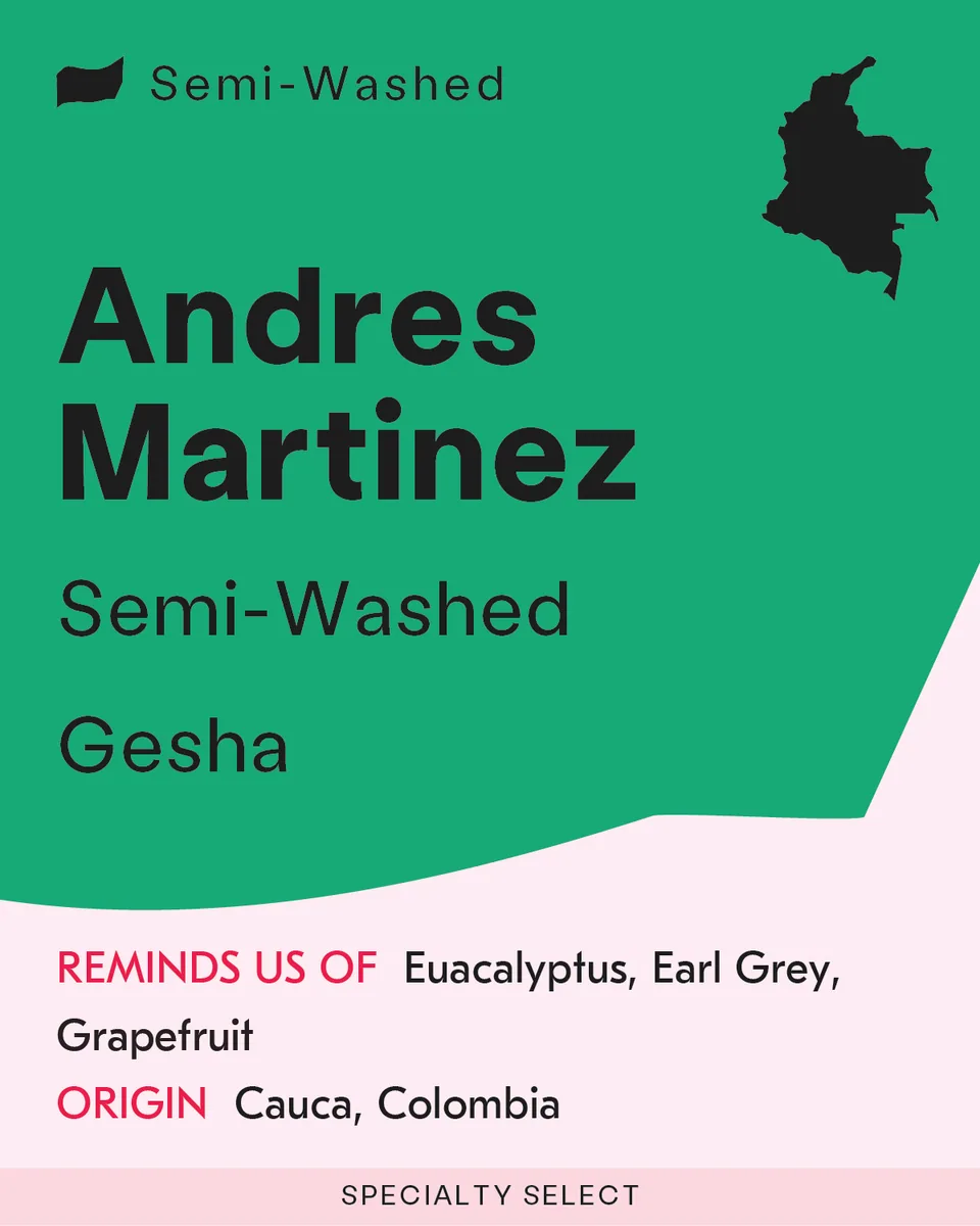 colombia, andres martinez - semi-washed gesha, colombia coffee from sk coffee: whittier