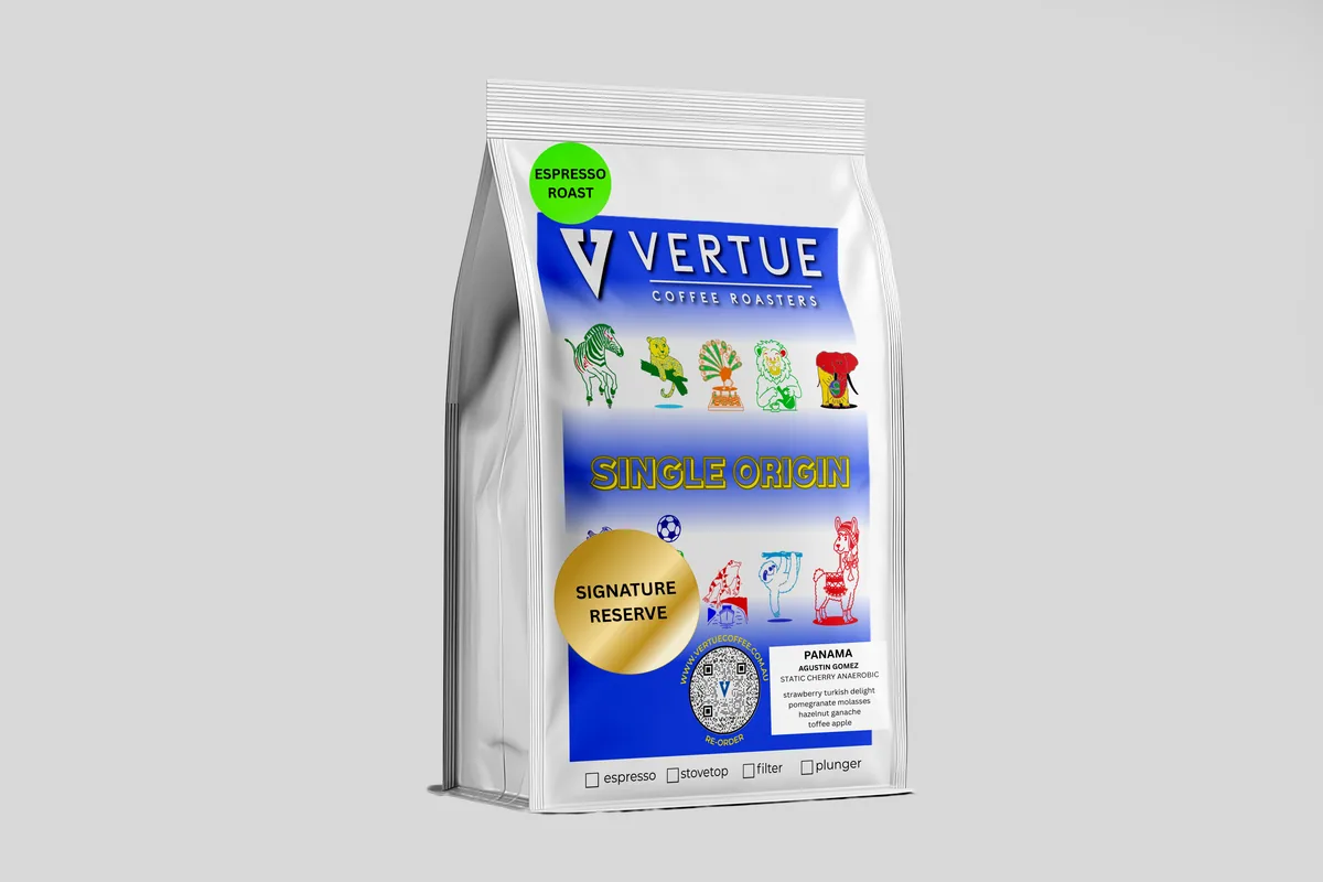 panama agustin gomez anaerobic microlot espresso roast, panama coffee from vertue coffee roasters