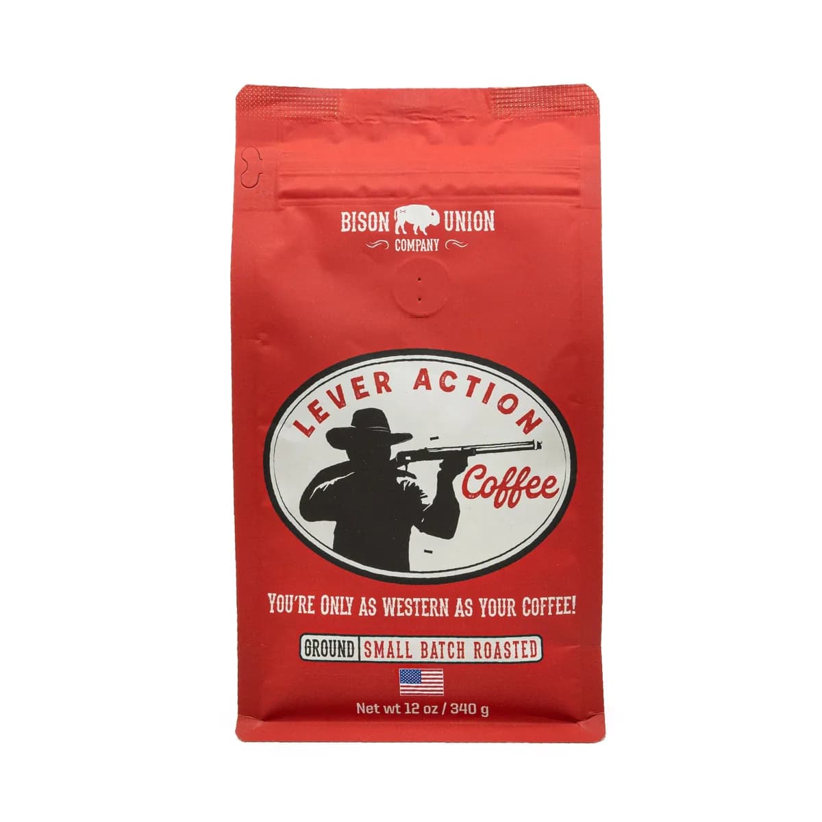lever action coffee 12oz bag, brazil coffee from bison union coffee company