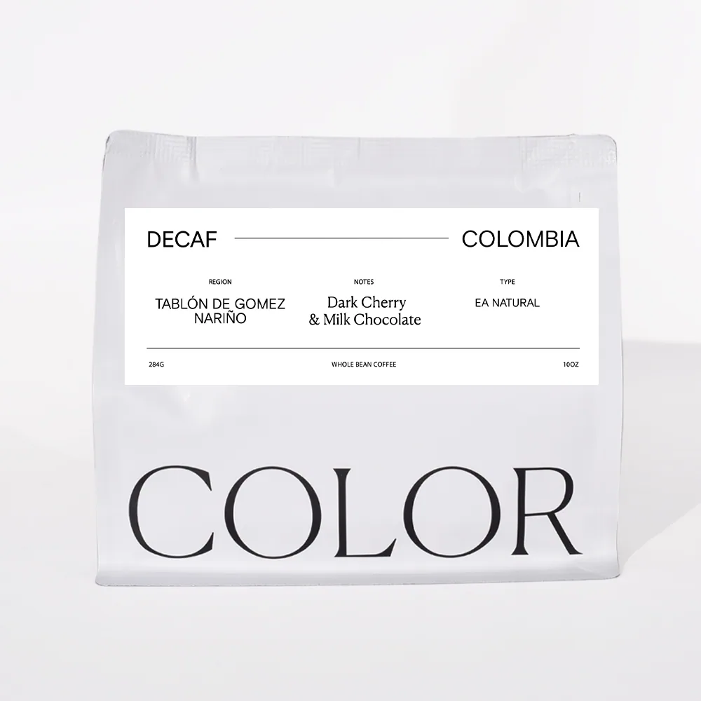 decaf colombia nariño - sugarcane natural, colombia coffee from color coffee roasters
