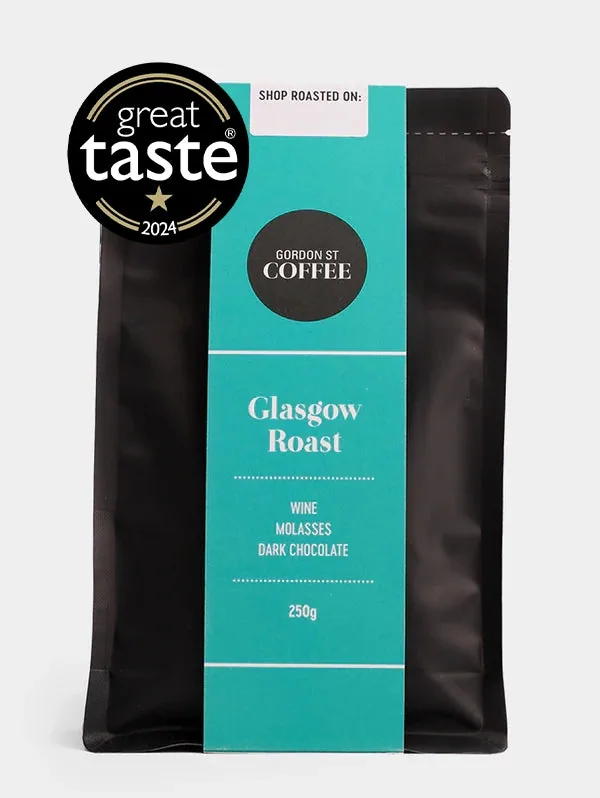 glasgow roast great taste winner 2024, kenya + brazil + guatemala + india coffee from gordon st coffee edinburgh