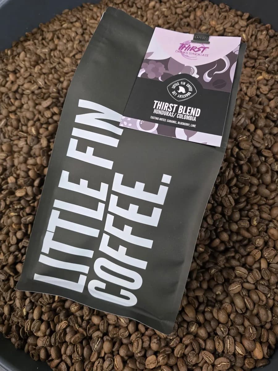 wholesale coffee - thirst blend, colombia + honduras coffee from little fin coffee roastery ltd