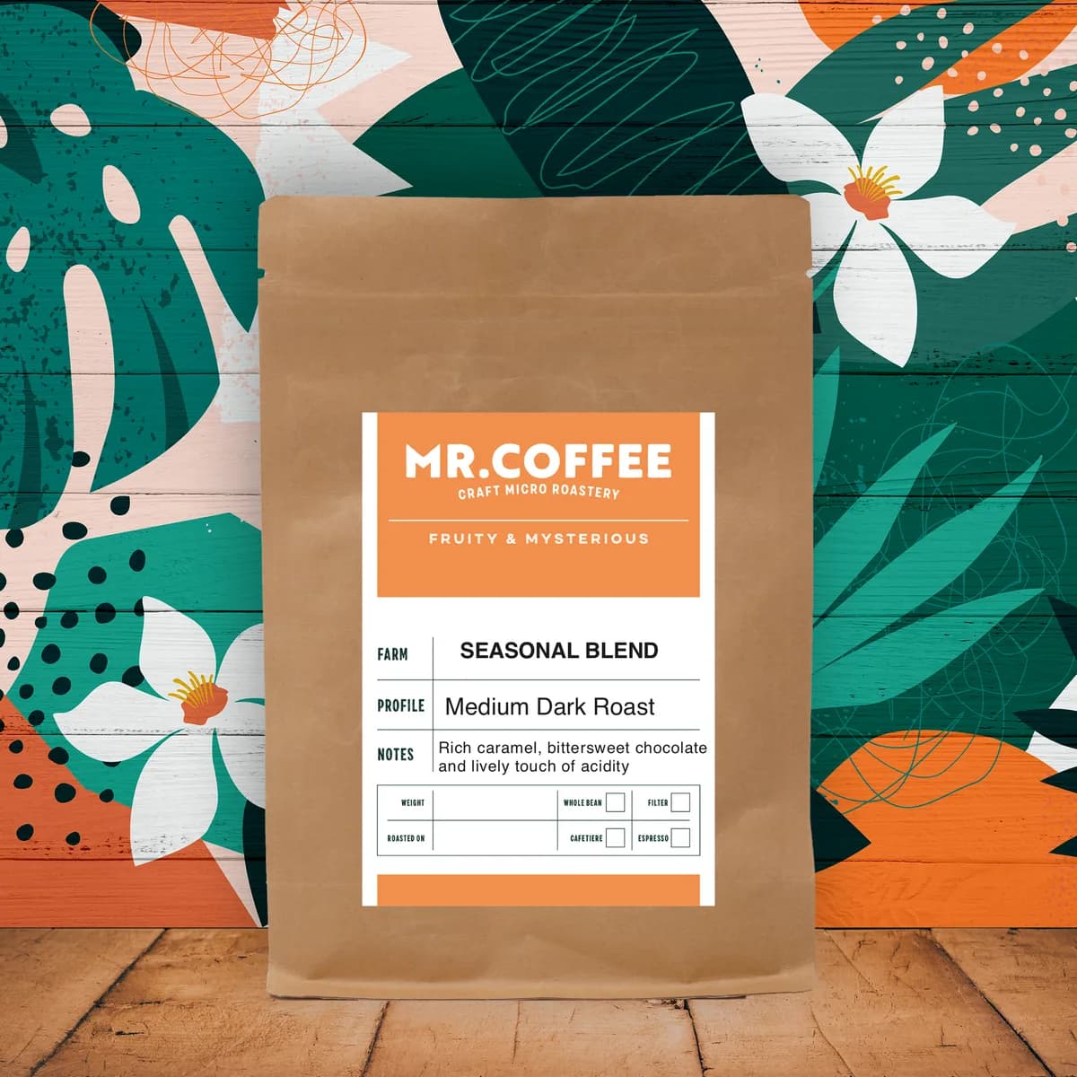 seasonal espresso blend - medium dark roast, brazil + peru coffee from micro roastery