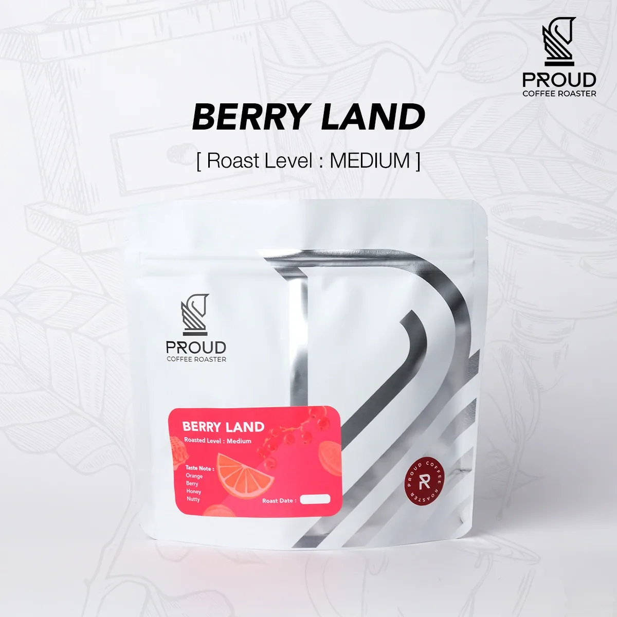 เมล็ดกาแฟคั่วกลาง berry land (200 g), ethiopia + brazil coffee from proud coffee roaster