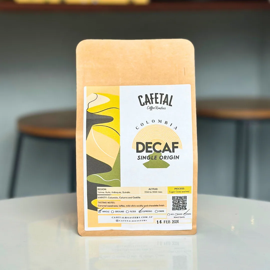 decaf - sugarcane process, colombia coffee from cafetal coffee roasters