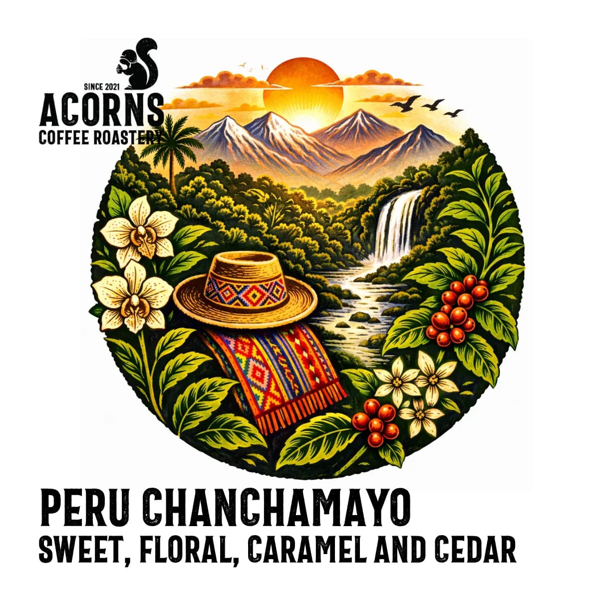 peru chanchamayo, peru coffee from acorns coffee and cake