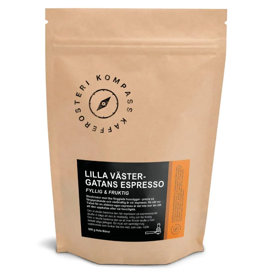 lilla västergatans espresso – 500g, ethiopia + honduras coffee from kompass kafferosteri