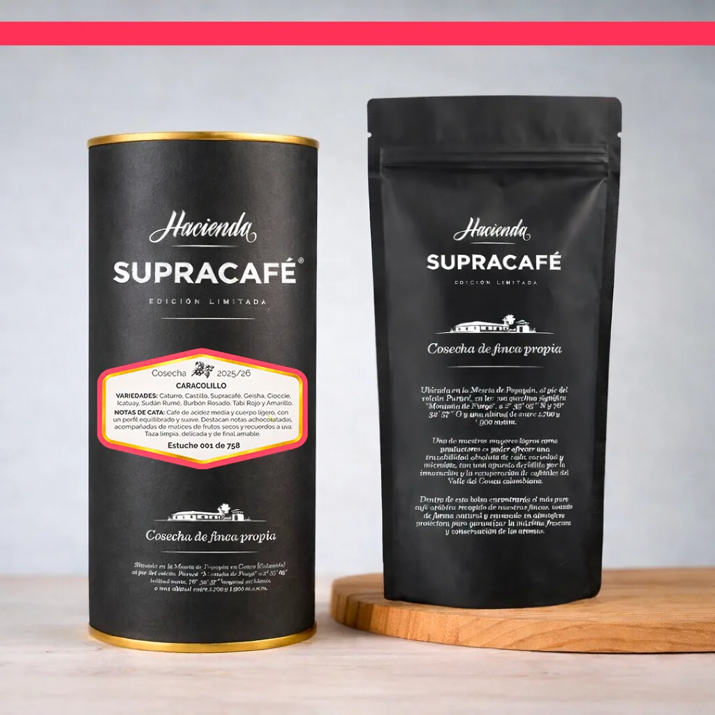 café de colombia de cosecha propia hacienda supracafé caracolillo 250g, colombia coffee from supracafé s.a.