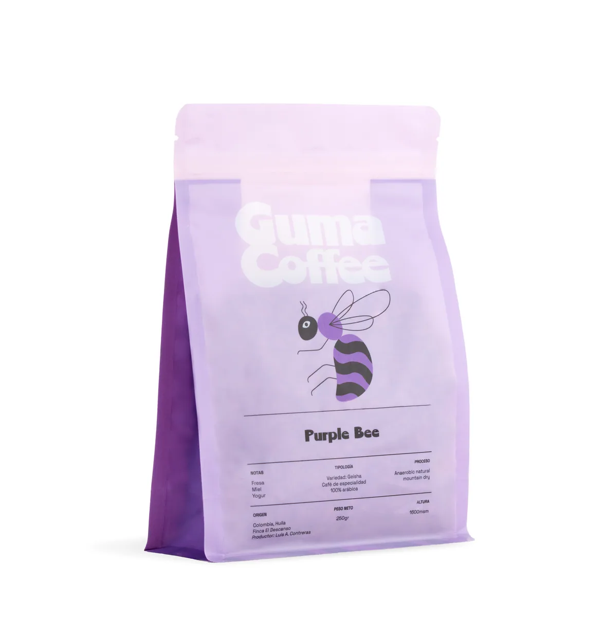purple bee, colombia natural anaeróbico, colombia coffee from bee love