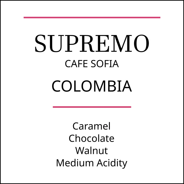 colombia supremo cafe sofia medium roast, colombia coffee from pebble and pine coffee