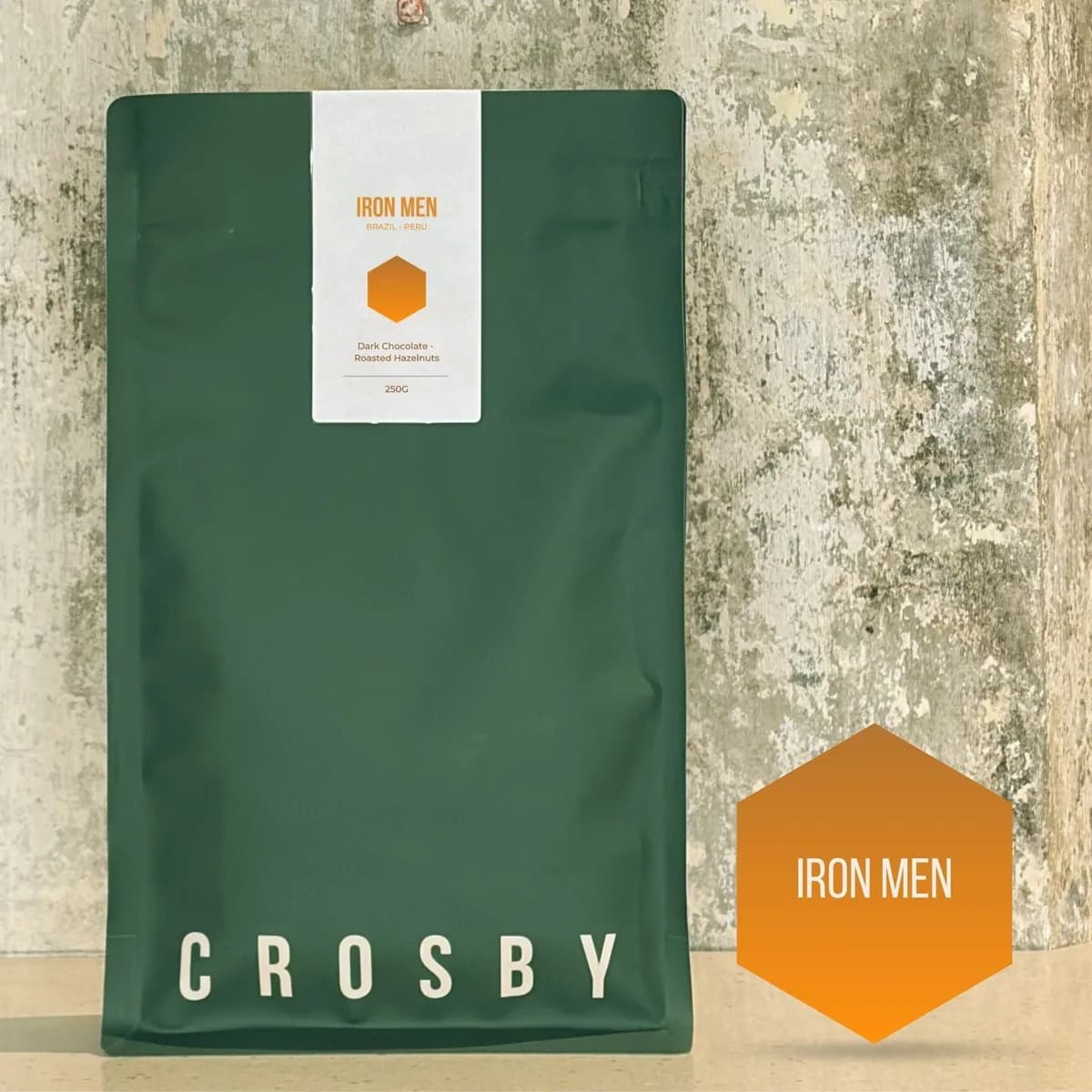 iron men blend, brazil + peru coffee from crosby coffee lark lane